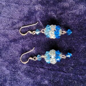 New 925 sterling silver dangle earrings with sparkly crystals